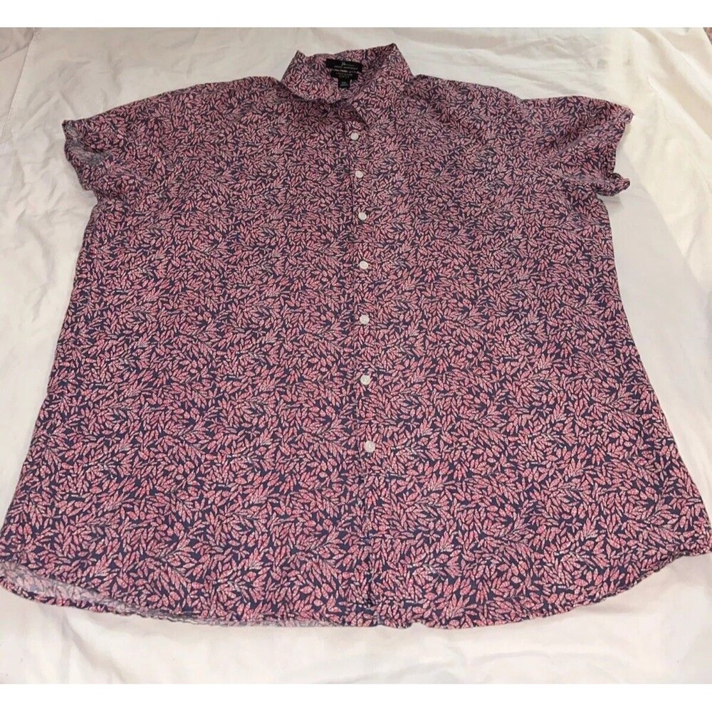 Marc Anthony Linen Blend Slim Fit XXL Collared Casual Button Up Short Sleeve